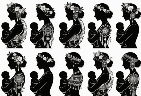 Boho Mom and Baby Silhouette: A Versatile Design