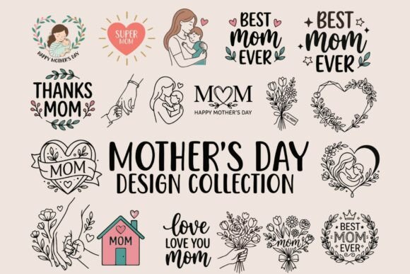 Charming Mother's Day Floral Quotes Set
