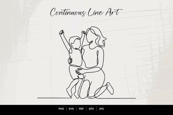 Continuous Line Mother and Child: A Minimalist Delight