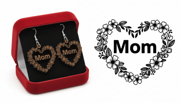 Elegant Mom Floral Heart Earring Design