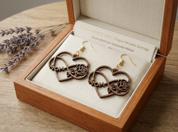 Infinity Mom Rose Heart: A Charming Earring Design