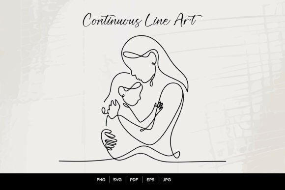 Mother Hugging Child Line Art: A Heartfelt Embroidery Design