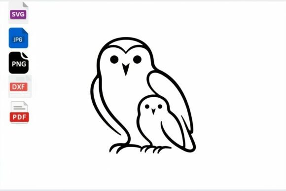 Review: Cute Owl Mom and Baby Outline Clipart